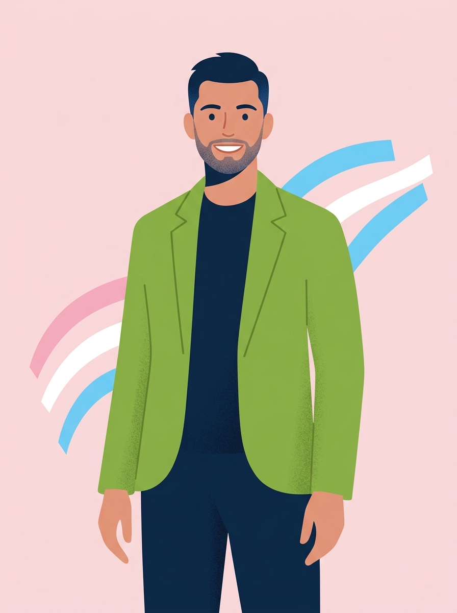 Illustration of a confident trans man